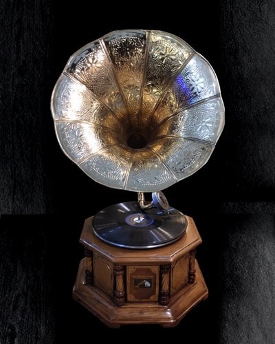 Wooden Brass Gramophone (Working)